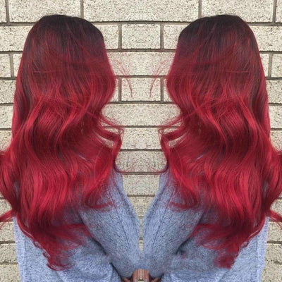 Black Gradient Wine Red Fluffy Big Wave Chemical Fiber Full Headgear